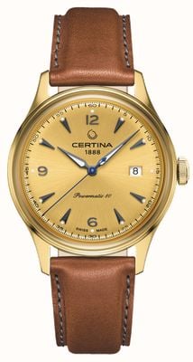 Certina DS Powermatic 80 Gold Dial Leather Strap C0384073636700