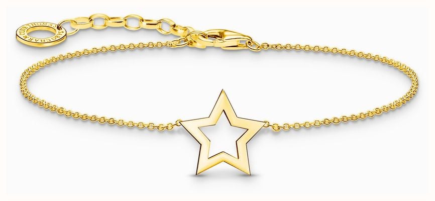 Thomas Sabo Star Charm Gold-Plated Sterling Silver Bracelet 19cm A2162-413-39-L19V