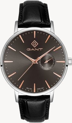 GANT Szara tarcza Park Hill III (41,5 mm) i czarna skóra G105012