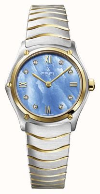 EBEL Спортивная классическая леди - 8 бриллиантов (29 мм), спокойный синий циферблат / 18-каратное золото и нержавеющая сталь 1216596