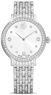 Swarovski Циферблат из янтарного серебра (31 мм) с солнечными лучами / браслет из нержавеющей стали с кристаллами 5693634