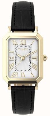 Timex Reloj Vivienne Trend cuarzo (21mm) esfera plateada / correa de cuero negro TW2Y71900