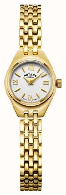 Rotary Balmoraal | witte wijzerplaat | gouden roestvrijstalen armband LB05128/70