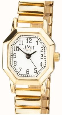 Limit | pulseira expansível em tom de ouro feminino | mostrador branco | 6498