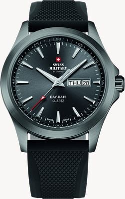 Swiss Military by Chrono Men's Day-Date (42mm) Grey Dial / Black Silicone Strap SMP36040.19