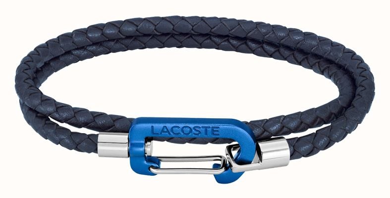 Lacoste CARABINA Navy Blue Leather Bracelet 2040315