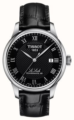 Tissot Le locle powermatic 80 (39,3 mm) czarna tarcza / czarny skórzany pasek T0064071605300