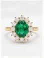 1.44ct Natural Oval And Round Brilliant Diamond 18ct Yellow Gold Cluster Ring J89013