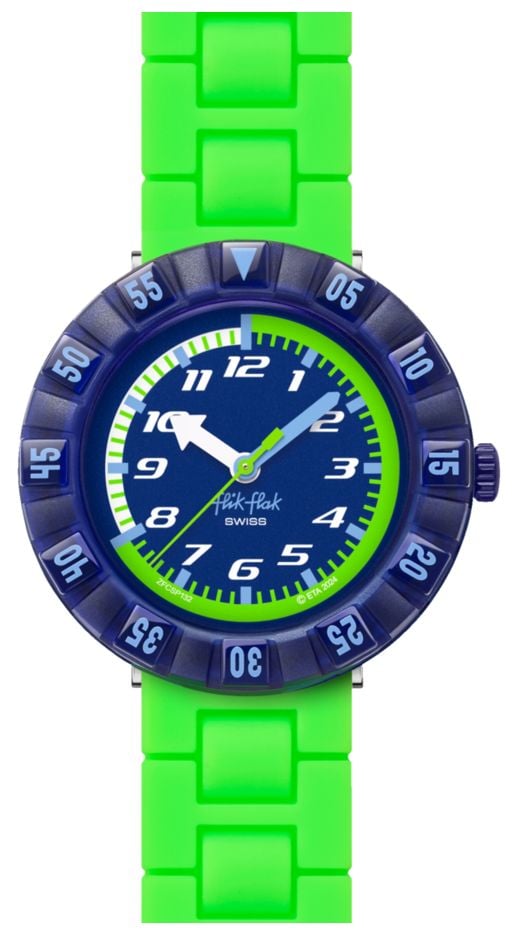Flik Flak Neonbrick (36,70 mm) cadran bleu / bracelet en montre