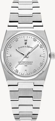 Jacques Du Manoir Horizon Kristallquarz (32 mm) silbernes Zifferblatt / Edelstahlarmband JWL03601