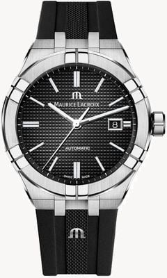 Maurice Lacroix Aikon automaat (42mm) zwarte clous de paris wijzerplaat / zwart rubber AI6008-SS000-330-2