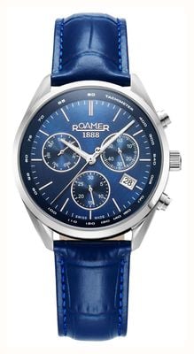 Roamer Men's Pro Chrono (42mm) Blue Dial / Blue Leather Strap 993819 41 45 02