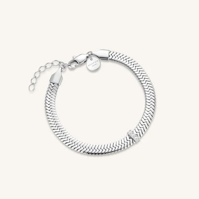 Rosefield Jewellery Large Snake Silver Bracelet With Crystals JBSCS-J1192