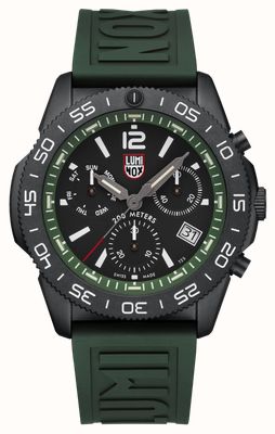Luminox Pacific Diver Chronograph 3140 Series - Forest Green (44mm) Black Dial / Green EPDM Cut-to-fit Strap Watch XS.3147