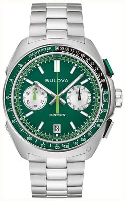 Bulova Racer Chronograph (42mm) Green Dial / Stainless Steel Bracelet 98B468
