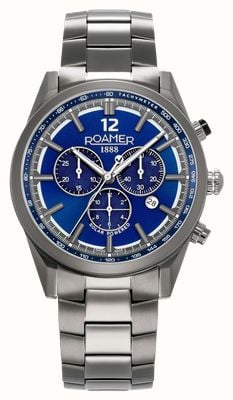 Roamer Helios Power Titanium Solar (43 mm) mostrador azul / pulseira de titânio 973981 44 45 20