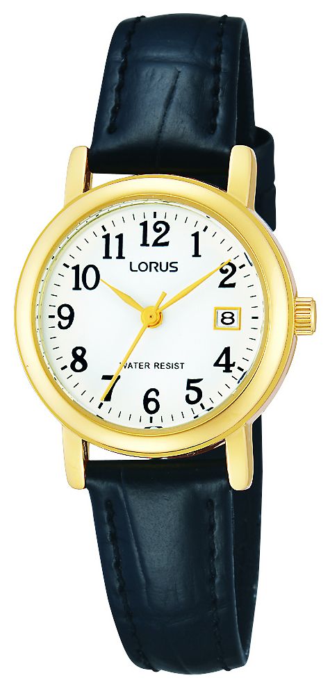 Lorus Classique (26 mm) cadran blanc / bracelet en cuir noir montre