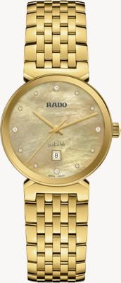 RADO Florence diamanten (30mm) gouden parelmoer wijzerplaat / gouden PVD roestvrijstalen band R48915903