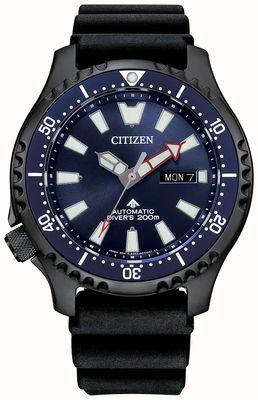 Citizen 男子专业潜水员 |自动|蓝色表盘 |黑色聚氨酯表带 NY0158-09L