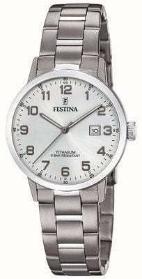 Festina | женские титановые часы | серебряный циферблат | браслет из титана | F20436/1