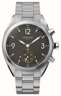 Kronaby Apex hybride smartwatch (41 mm) zwarte wijzerplaat / roestvrijstalen armband met 3 schakels (a1000-3113) S3113/1