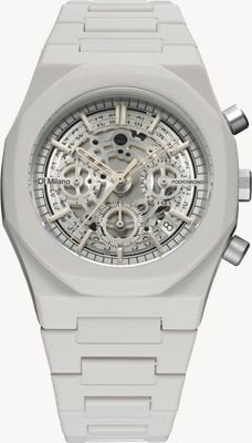 D1 Milano Modello Polychrono l (40,5 mm) quadrante scheletrato / cinturino in policarbonato grigio PHBJ11