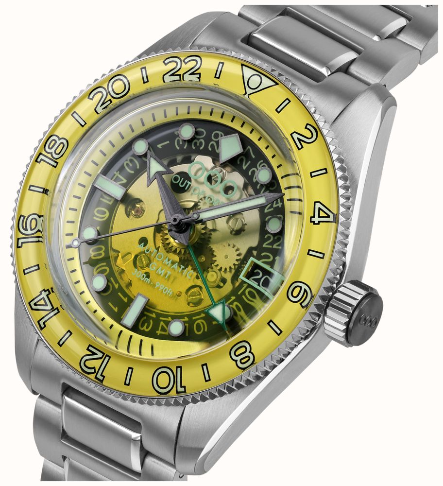 Out Of Order Limoncello Limited Edition Automatic GMT (40mm) Gradient Glass Dial / Stainless Steel Bracelet Watch OOO.001-25.LI.BAND.SS - alternate view 6