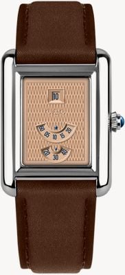 Out Of Order Forma venti automatic jump-hour 'salmon' (30.5mm) サーモン ギヨーシェ文字盤 / ブラウンレザーストラップ ウォッチ F20473C.316