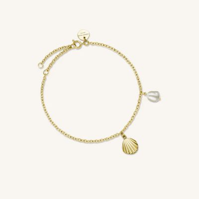 Rosefield Jewellery Gold Shell And Pearl Bracelet JSPBRG-J163