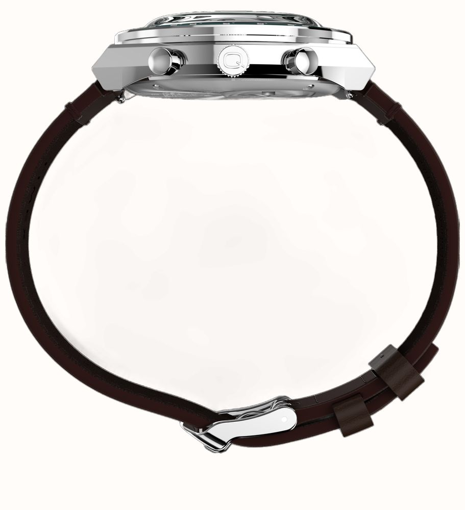 Timex Peanuts x Q Times Chronograph 40mm Brown Leather Strap TW6A04400 - alternate view 2
