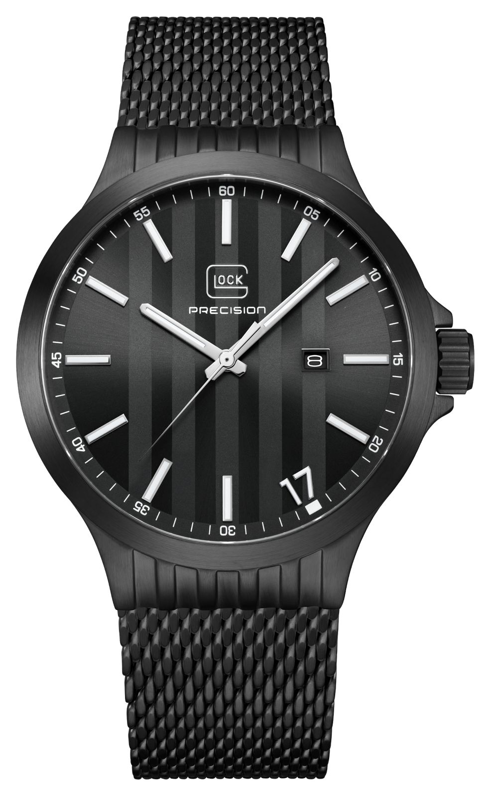 GLOCK Precision Datumsquarz (44 mm) schwarz gestreiftes uhr-image-203788