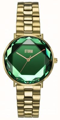 STORM Elexi lazer groene wijzerplaat gouden roestvrijstalen armband 47504/GD/GR