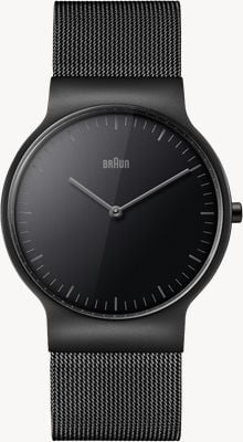 Braun Bn0211 Classic Slim Quartz (38mm) mostrador preto / relógio de pulseira malha aço inoxidável PVD preto BN0211BBKMHG