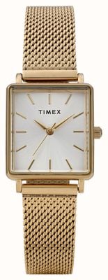 Timex Transcend (22 mm), cadran argenté / bracelet en maille d'acier inoxydable plaqué or TW2Y26100