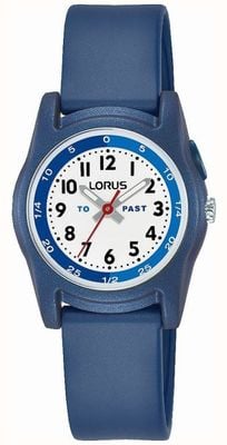 Lorus Zeitlehrer für Kinder (28 mm), weißes Zifferblatt / blaues Silikon R2355NX9
