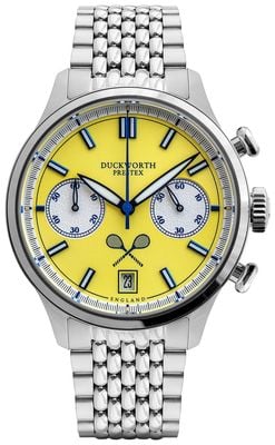 Duckworth Prestex Lostock Quarz-Chronograph (40 mm) gelbes Tennis-Zifferblatt / Edelstahlarmband D547-09 ST