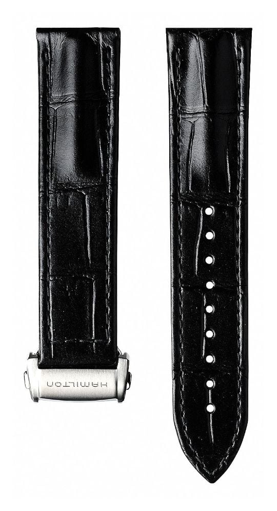 Hamilton Straps Bracelet en cuir de veau noir Jazzmaster - montre