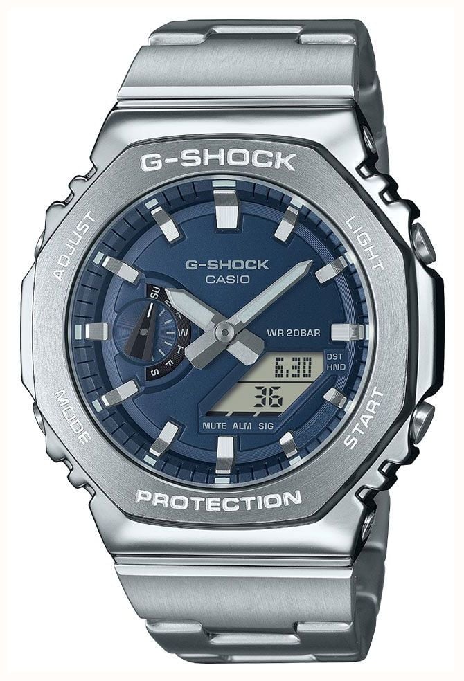 Casio G-shock metal (44,4 mm) mostrador híbrido azul / pulseira de aço inoxidável GM-2110D-2BER Casio G-shock metal (44,4 mm) mostrador híbrido azul / pulseira de aço inoxidável GM-2110D-2BER