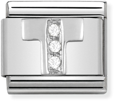 Nomination Classic Letter T Sterling Silver & Steel Cubic Zirconia Charm 330301/20
