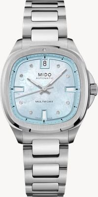 MIDO Multifort TV 35 Automatik (35mm) hellblaues Perlmutterzifferblatt / Edelstahlarmband M0493071113600