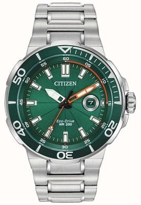 Citizen Display della data con quadrante verde sportivo da uomo AW1428-53X