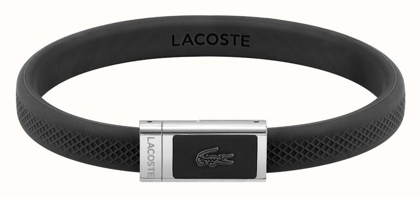 Lacoste 12.12 Collection Black Rubber Bracelet Embellished with Petit Piqué Pattern 2040114