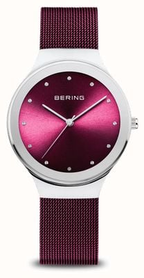 Bering Классический | женские | полированное серебро | фиолетовая сетка 12934-909