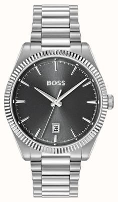 BOSS Cheswick Quarzuhr mit drei Zeigern (40 mm), graues Zifferblatt / Edelstahlarmband 1514310