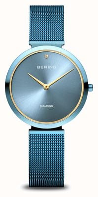 Bering Charity | Arctic Blue Sunray Dial With Diamond | Arctic Blue Milanese Strap | Arctic Blue Stainless Steel Case 18132-CHARITY1