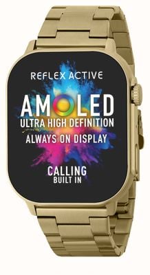 Reflex Active Relógio inteligente amoled série 29 (36 mm) pulseira de aço inoxidável dourado RA29-4084