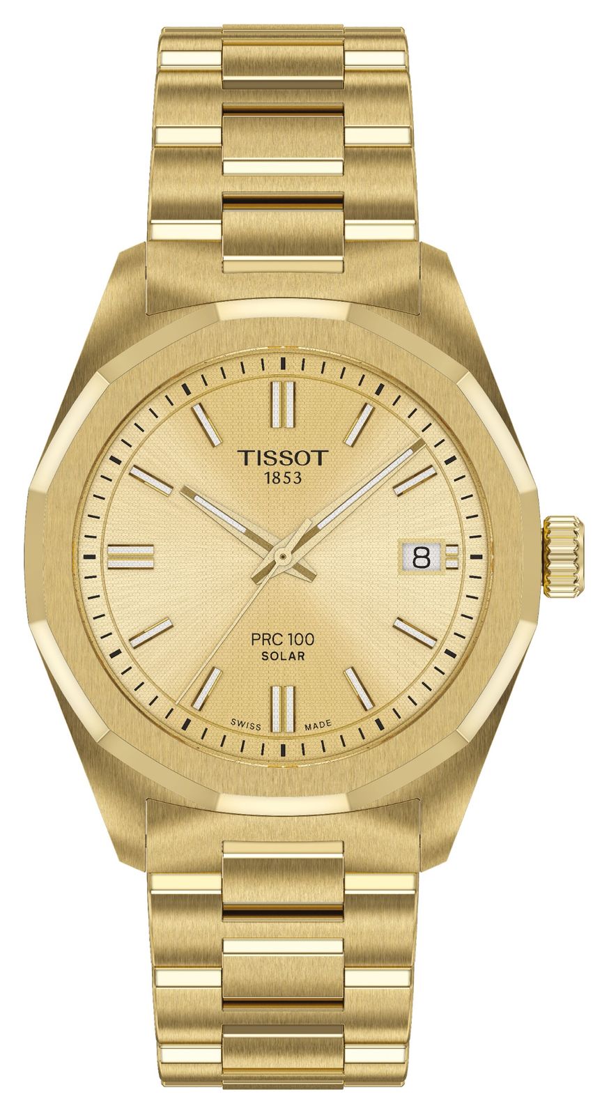 Tissot solaire Prc 100 (34 mm) avec cadran dorÃ© et montre