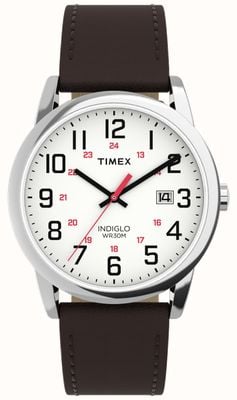 Timex 易读型（38毫米）白色表盘/棕色皮表带 TW2Y12600