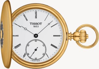 Tissot Savonnette mechanische gelbe vergoldete Taschenuhr T8674053901300