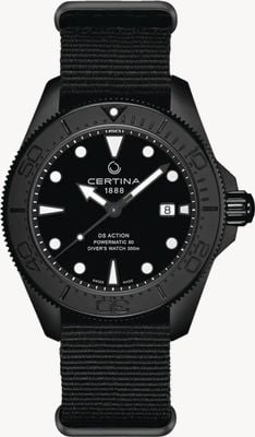 Certina Ds action diver automatic (43mm) quadrante nero / cinturino in tessuto nero C0326073805100